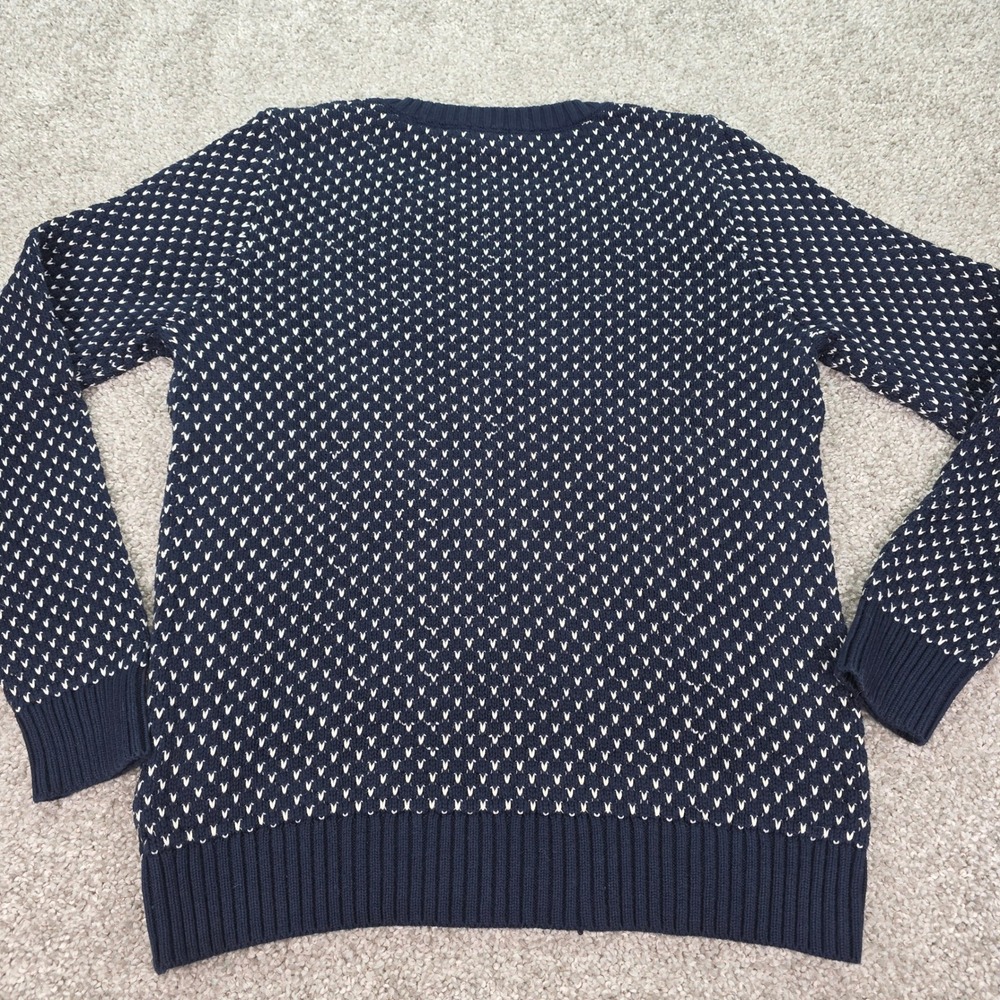 LL Bean Womens Navy Blue Birdseye Cotton Knit Shoulder Button Sweater M 294094 - Picture 6 of 6